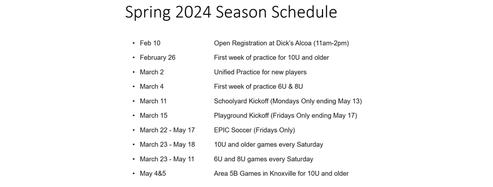 2024 Spring Schedule