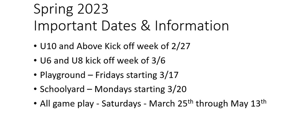 Spring 2023 Dates